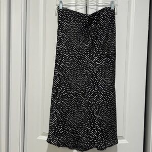 Polka dot Leith skirt, Midi skirt flattering style and length. black and white,